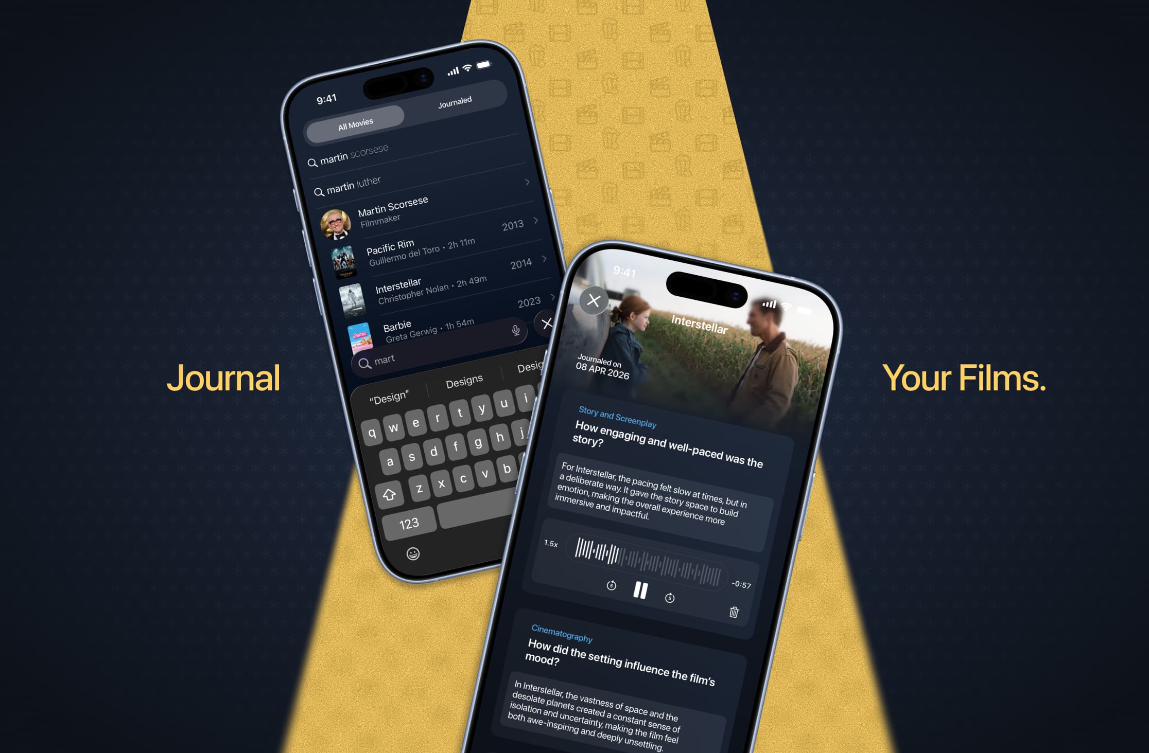 Betterboxd journalling experience on mobile
