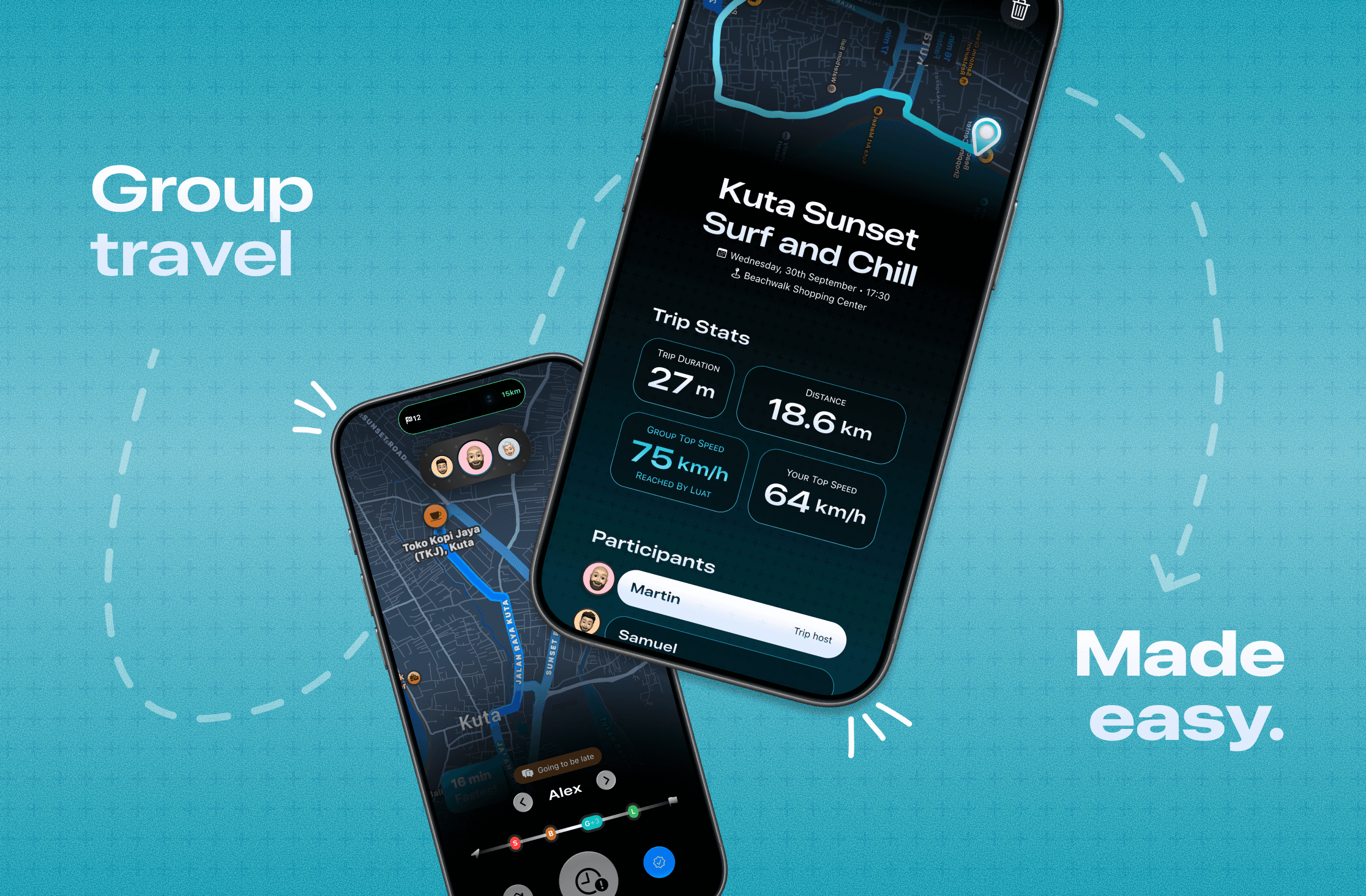 Omawe group travel app interface